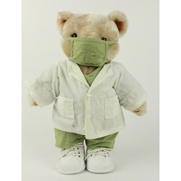 The Teddy Bear Emporium 12" Plush Bear Tan Jointed Doctor Outfit Scrubs Vintage - Picture 1 of 9